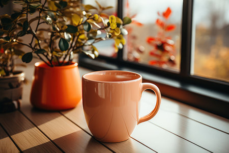 a cup on kitchen table professional advertising food photographyの素材