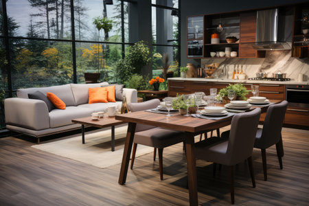 inside kitchen show living room professional advertising photographyの素材