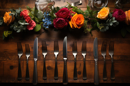 Knife Fork Spoon on the table professional advertising photographyの素材