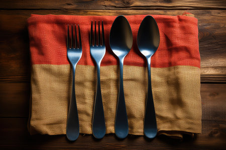 Knife Fork Spoon on the table professional advertising photographyの素材