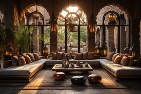 traditional arabic style seating dining room professional advertising photographyの素材