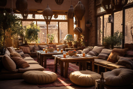 traditional arabic dining room floor seating table professional advertising photographyの素材