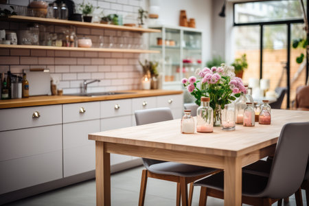 kitchen situation with blurred backgroundprofessional advertising photographyの素材