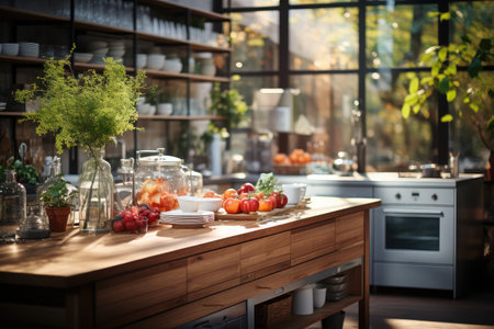 Kitchen situation with blurred background Professional photography advertisingの素材