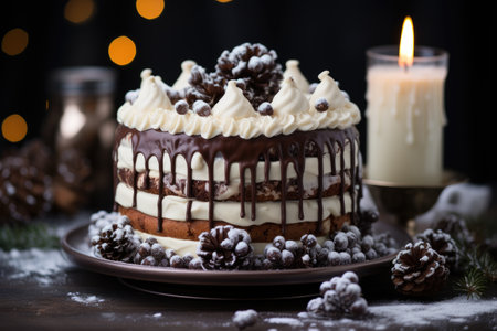 birthday winter cake chocolate advertising food photographyの素材