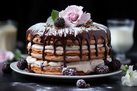 birthday winter cake chocolate advertising food photographyの素材