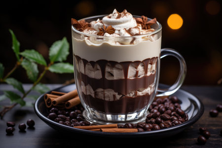 a glass of hot chocolate in winter advertising food photographyの素材