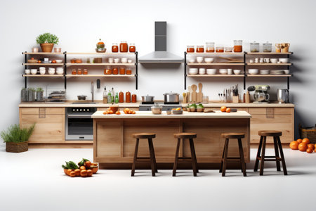 3d kitchen on a isolated background professional advertising photographyの素材