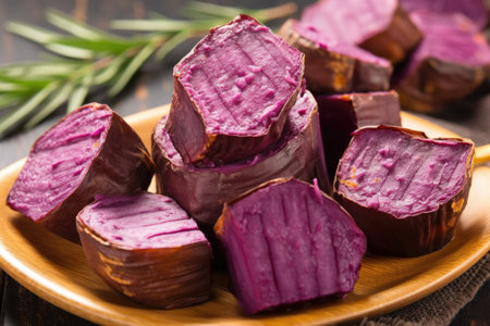 roasted fresh purple sweet potato professional advertising food photographyの素材