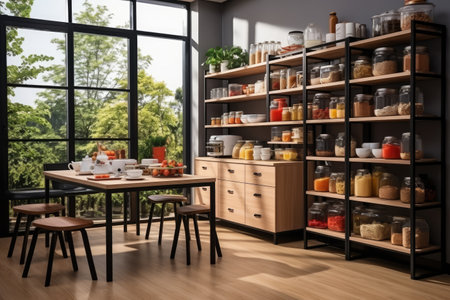 inside kitchen pantry room in minimalist style professional advertising photographyの素材
