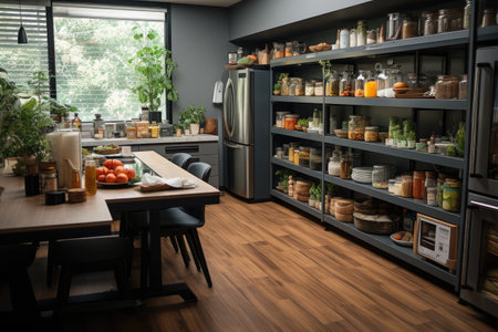 inside kitchen pantry room in minimalist style professional advertising photographyの素材