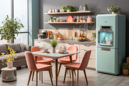 modern kitchen decorated for fall pastel color theme professional advertising Photographyの素材