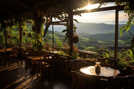 inside restaurant situation morning view professional advertising photographyの素材