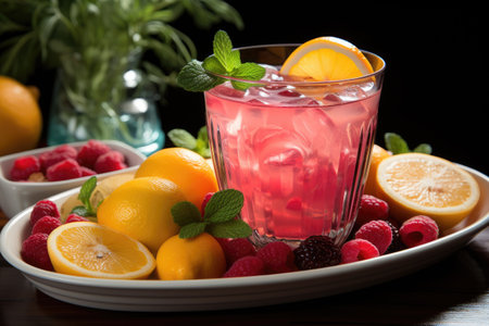 tropical fruit punch ready to serve professional advertising food photographyの素材