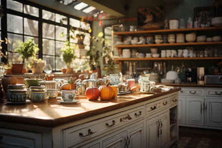 calm morning atmosphere in the kitchen professional advertising photographyの素材
