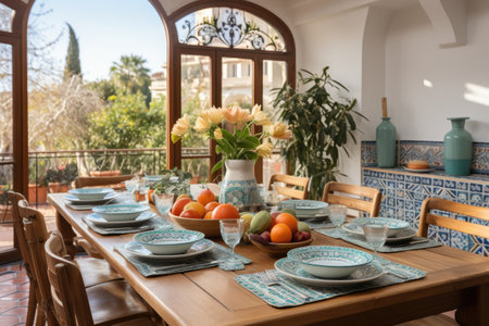 expose moroccan tiles in the dining room professional advertising photographyの素材