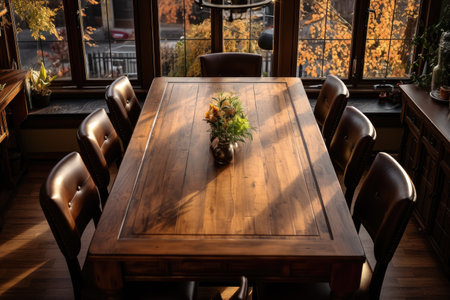 a top view photo of a table set in dining room professional advertising photographyの素材