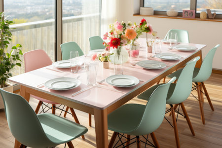 a top view photo of a table set in dining room professional advertising photographyの素材