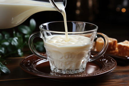 pouring milk into the cup professional advertising food photographyの素材