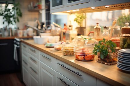 cozy atmosphere at the kitchen table in the morning professional advertising photographyの素材