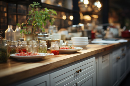 cozy atmosphere at the kitchen table in the afternoon professional advertising photographyの素材