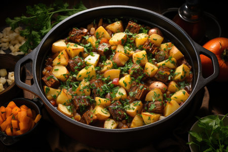 Beef Stew A delicious and filling dish professional advertising food photographyの素材