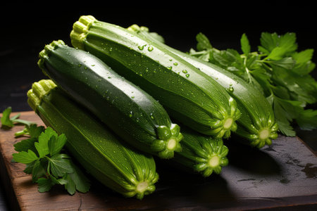 Raw zucchini in indoor studio professional advertising food photographyの素材