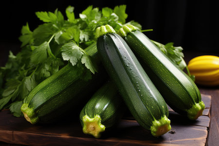 Raw zucchini in indoor studio professional advertising food photographyの素材