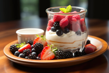 Yogurt Cup ready to serve in the indoor studio professional advertising food photographyの素材