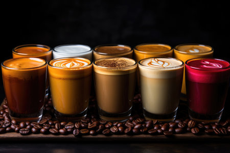 various types of coffee ready to serve professional advertising food photographyの素材