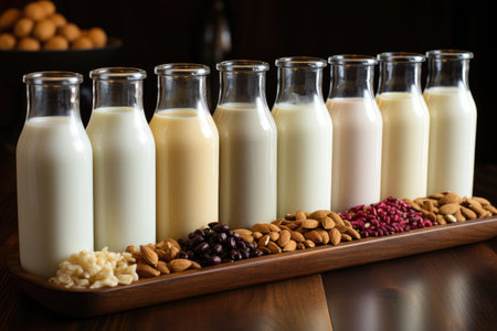 various types of milk ready to serve professional advertising food photographyの素材