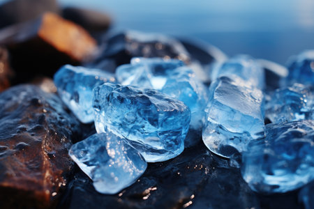 ice is cold and blue and icy hard to touch professional advertising food photographyの素材