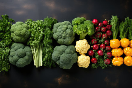vegetable on kitchen table in indoor studio professional advertising food photographyの素材