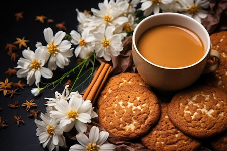 cookies on kitchen table in indoor studio professional advertising food photographyの素材