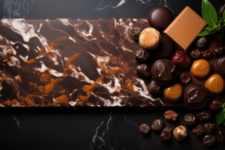 chocolate on kitchen table in indoor studio professional advertising food photographyの素材