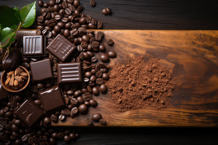 chocolate on kitchen table in indoor studio professional advertising food photographyの素材