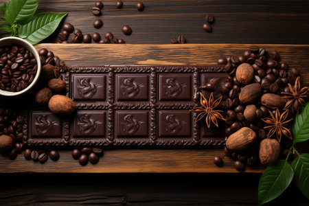 chocolate on kitchen table in indoor studio professional advertising food photographyの素材