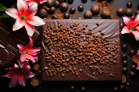 chocolate on kitchen table in indoor studio professional advertising food photographyの素材