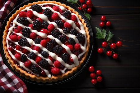 stock photo of tart on kitchen table professional advertising food photographyの素材