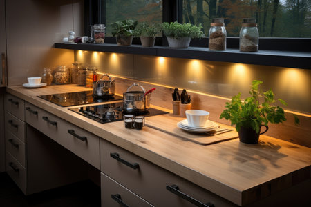 at the small kitchen with countertops professional advertising photographyの素材