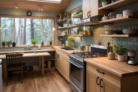 at the small kitchen with countertops professional advertising photographyの素材