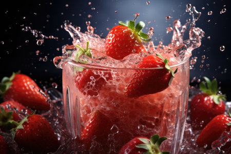Fresh and beautiful strawberry in indoor photo studio professional advertising food photographyの素材
