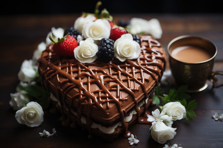 cake with a heart love shaped decoration professional advertising food photographyの素材