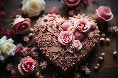 cake with a heart love shaped decoration professional advertising food photographyの素材
