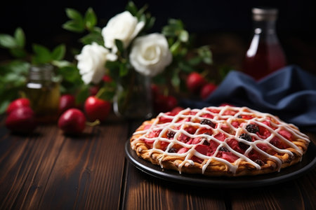 pie in the kitchen table isolated background professional advertising food photographyの素材