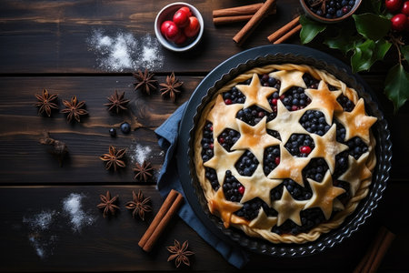 pie in the kitchen table isolated background professional advertising food photographyの素材