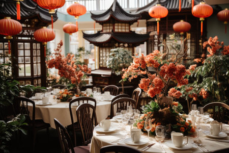 lively busy chinese restaurant professional advertising food photographyの素材