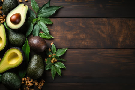 avocado isolated kitchen table background flat lay professional advertising food photographyの素材