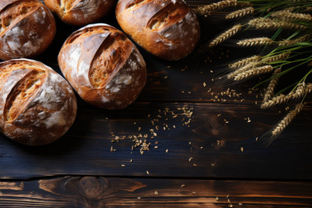 breads isolated kitchen table background professional advertising food photographyの素材