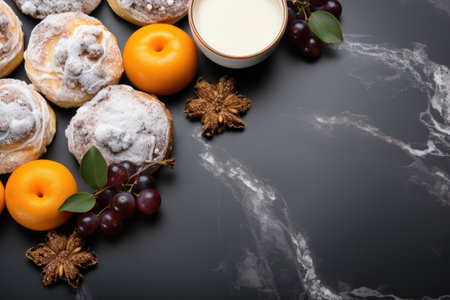 pastries isolated kitchen table background professional advertising food photographyの素材